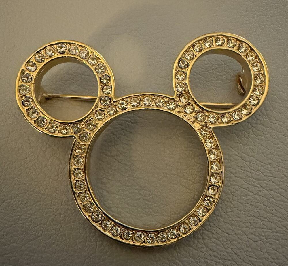 Vintage Disney by Van Dell – Mickey Mouse - Gold Toned & Rhinestone Brooch Pin